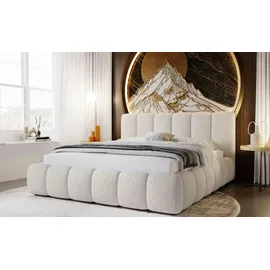 GRAINGOLD Polsterbett mit Bettkasten 140x200, Beige Bouclé, Cloud