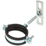 tecuro Schraubrohrschelle M8 verzinkt, mit Schallschutzeinlage 25-28 mm, inkl. Gewindestift M8 x 40 mm und Befestigungsplatte