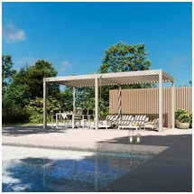 Weide Pergola Classic Pergola Aluminium freistehend 3 x 6 M Ivory Sand, BxTxH: 600x300x255 cm, (Hochwertigstes Aluminium & verzinkte Stahl-Lamellen, Komplettset) beige 600 cm x 255 cm x 300 cm