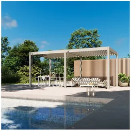Weide Pergola Classic Pergola Aluminium freistehend 3 x 6 M Ivory Sand, BxTxH: 600x300x255 cm, (Hochwertigstes Aluminium & verzinkte Stahl-Lamellen, Komplettset) beige 600 cm x 255 cm x 300 cm