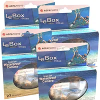 4x AgfaPhoto Le Box Ocean Einwegkamera (wasserdicht, 400 ASA, 27 Aufnahmen) - Bunt