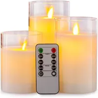 Uniq 3er Set LED Blockkerzen Transparent mit Fernbedienung und Timer