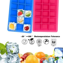Intirilife 2x Eiswürfelformen in BLAU – 2er Set à 15 Fächer Eiswürfel Silikonformen mit Deckel – Flexibler Eiswürfelbehälter Verschließbar