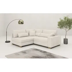 Ecksofa MR. COUCH "Helena L-Form", beige (natur), B:227cm H:68cm T:190cm, Novaclean Avanti (100% Polyester), Sofas, Mit Federkern, wahlweise mit Bettfunktion und Taschenfederkern