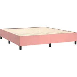 vidaXL Boxspringbett mit Matratze & LED Rosa 180x200 cm Samt