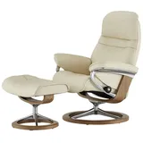Stressless Relaxsessel Sunrise Leder 92 x 105 x 80 cm creme mit Hocker