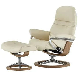 Stressless Relaxsessel Sunrise Leder 92 x 105 x 80 cm creme mit Hocker