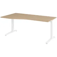 Bümö Schreibtisch Eiche, Weiß, Nachbildung,Eiche, Rechteckig, 180x74x100 cm, FSC