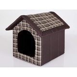 PillowPrim Hundehütte Hundehöhle Hundebett Hundehaus Katzenhöhle Tierbett XL - 60x55 cm braun kariert