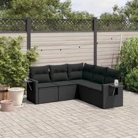 Gecheer 5-TLG. Gartenlounge Set, Balkonlounge Set, Terrassensofa Rattan, Loungemöbel Polyrattan, Polyrattan Gartenmöbel Wetterfest, Garten Sofa Set, Kissen