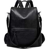 KESUDE Rucksack Damen Klein Rucksack Tasche 2 in 1 Diebstahlsicher Schwarz Lederrucksack Cityrucksack Kleiner Frauen Rücksack Dame Elegant Wasserdichte Schultertasche Casual Daypack Backpack