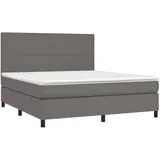 vidaXL Boxspringbett mit Matratze & LED Grau 160x200 cm Kunstleder