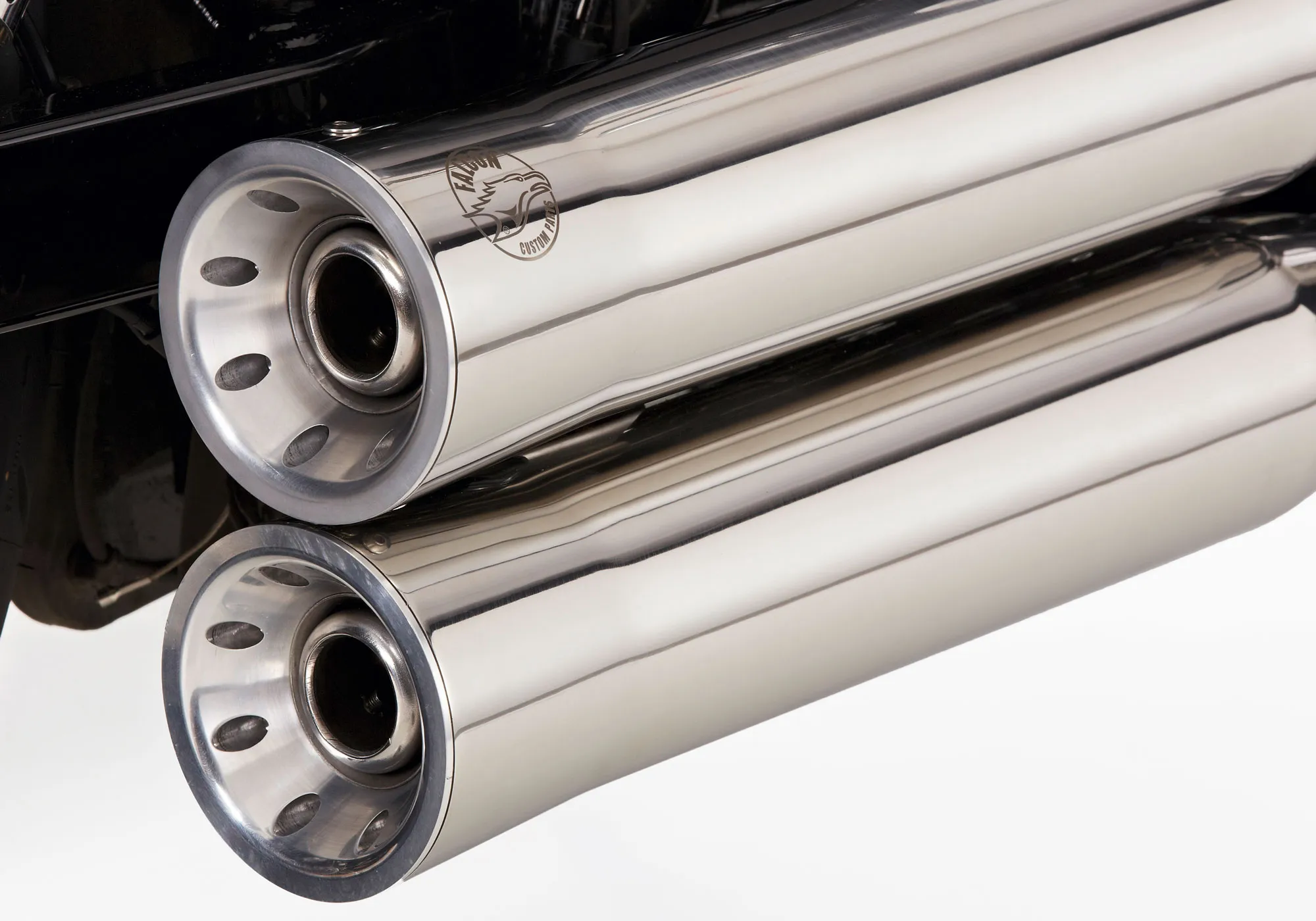 FALCON Double Groove compleet uitlaatsysteem hoogglans gepolijst roestvrij staal zilver, zilver