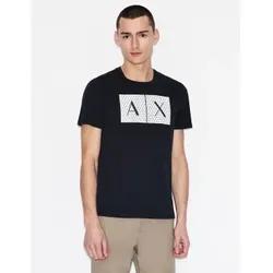 Armani Exchange für Herren. 8NZTCKZ8H4Z1510 Marineblaues Quadrate-T-Shirt (M), Lässig, Baumwolle, Kurzarm