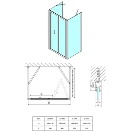 Polysan EASY LINE U-Kabine links 70 x 90 cm Klarglas