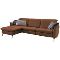 Livetastic Ecksofa, Cognac, Metall, 4-Sitzer, Ottomane links, L-Form, 233x179 cm, Made in EU, Hocker erhältlich, motorische Relaxfunktion, Armteil links, rechts, Wohnzimmer, Sofas & Couches, Wohnlandschaften, Ecksofas