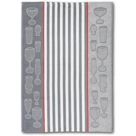 Dyckhoff Geschirrtuch DYCKHOFF "Gläser / Halbleinen", grau (anthrazit), B:50cm L:70cm, 45% Leinen, 55% Baumwolle, Geschirrtücher, Geschirrtuch, mit Gläser & Streifen Motiv, Maße je Tuch ca. 50x70 cm