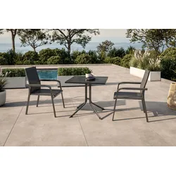 KETTLER BOULEVARD/BASIC PLUS Garten-Essgruppe, anthrazit, Alu/KETTALUX, Klapptisch 80 x 80 cm, 2 Stapelsessel