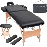 vidaXL Massageliege 2-Zonen mit Hocker Klappbar 10 cm Sitz Schwarz