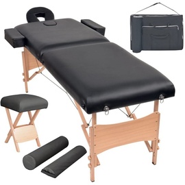 vidaXL Massageliege 2-Zonen mit Hocker Klappbar 10 cm Sitz Schwarz