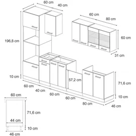 Vicco Küchenzeile R-Line 300 cm grau