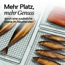 Lemodo Räucherrost 36,5 x 25,5 cm Edelstahl Silber/Weiß