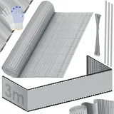 Kesser KESSER® PVC Sichtschutzmatte Sichtschutzzaun Balkonverkleidung Windschutz verstärkte Lamellen für Garten Balkon Terrasse Balkonumrandung inkl Kabelbindern, Abdeckung & Handschuhe