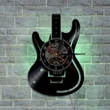 Smotly Vinyl Wanduhr Gitarre Instrument Thema Grafik Wanduhr mit LED Nachtlicht Funktion Wanduhr Geschenk für Musikliebhaber