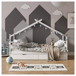 VitaliSpa® Kinderbett »Hausbett Gästebett 90x200cm DESIGN Weiß« weiß