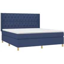 vidaXL Boxspringbett mit Matratze Blau 160x200 cm Stoff