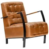Massivmoebel24 Sessel Echtleder 64x76x83 cognac IRON LABEL #13