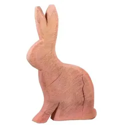 Bunte Hasenfigur aus Pappelholz - sägerauh pink 35 cm