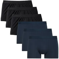 Boxershorts CALIDA "Boxershort New Boxer Natural Benefit 3P 6er Pack", Herren, Gr. XXL, blau (schwarz, dunkelblau), Obermaterial: 95% Baumwolle CO. 5% Elasthan EL., Unterhosen