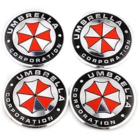 4 x Radnabenkappen, Mittelabdeckung, Schutz, Regenschirm, Radnabenabdeckung, Aufkleber, Emblem (schwarz/weiß)