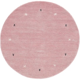carpetfine Wollteppich »Gabbeh Uni«, rund, rosa