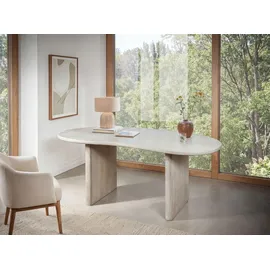 FineBuy Schreibtisch FineBuy Bürotisch 180 cm Massivholz Computertisch Nierenform