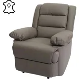 Mendler HWC-G15, Relaxsessel Liege Sessel, Leder + Kunstleder 101x87x100cm ~ taupe