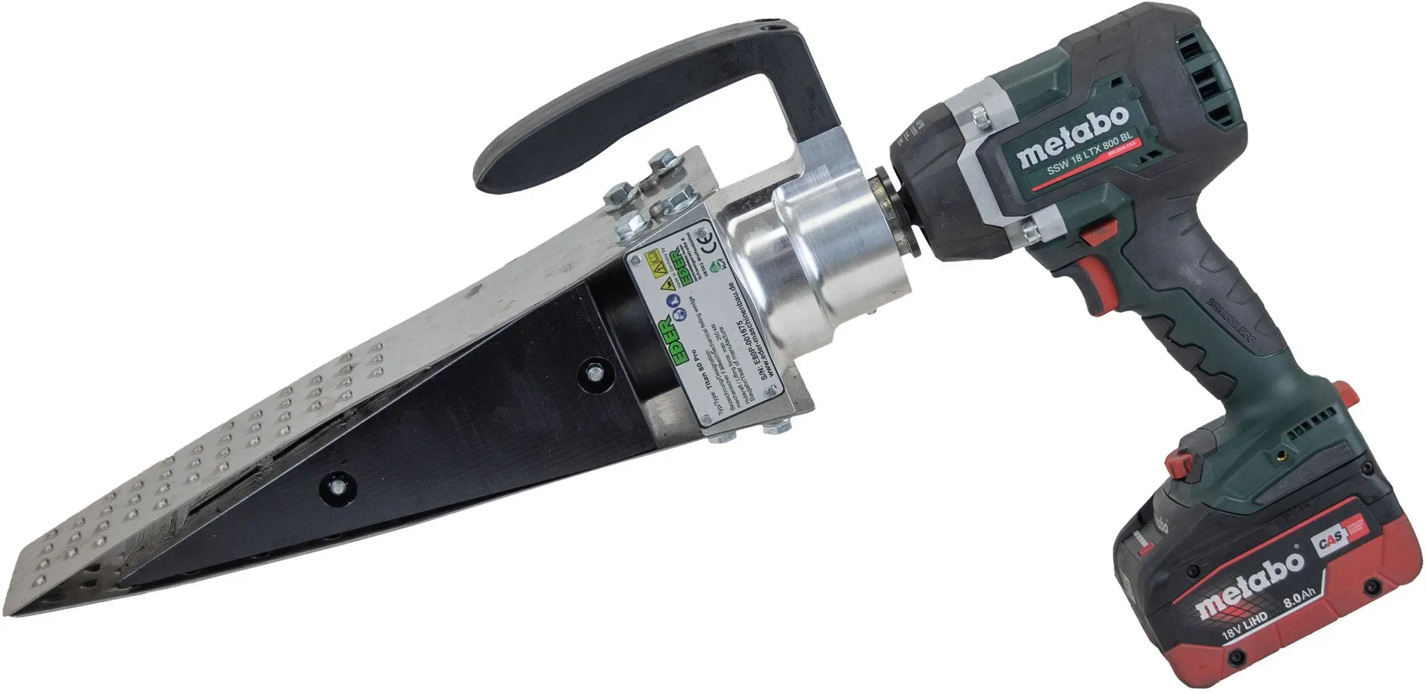 Eder Fällkeil-Set Titan 80 Pro mit Schlagschrauber Metabo SSW 18 LTX 800 BL, 2 Akkus 8,0 Ah und Ladegerät ASC 290