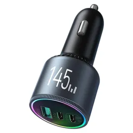Joyroom JR-CCN07 145W KFZ-Ladegerät 2xUSB-C USB-A mit 100W USB-C Kabel grau/schwarz