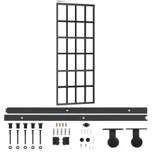 vidaXL Schiebetür ESG-Glas & Aluminium rechts 76 x 205 cm schwarz