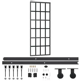 vidaXL Schiebetür ESG-Glas & Aluminium rechts 76 x 205 cm schwarz