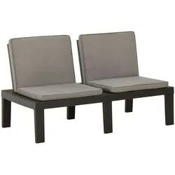 vidaXL Garten-Lounge-Bank mit Auflagen Kunststoff Grau