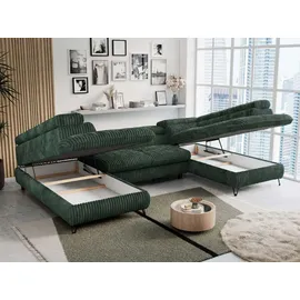 MKS Meble Ecksofa Cord U-Form 2-Sitzer Grün
