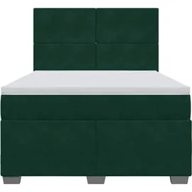 vidaXL Boxspringbett 140 x 200 cm Dunkelgrün