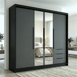 A&J MöbelLand Drehtürenschrank VIVO 200 x 215 x 59,5 cm Schwarz