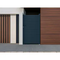 vente-unique Gartentor Flügeltor - 103 x 181 cm - voll - Aluminium - Anthrazit - NAZARIO