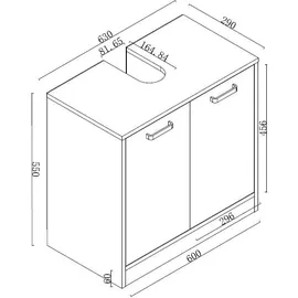stabilo-sanitär Waschbeckenunterschrank `LUNA` polarweiß matt 2-türig, 63x29x55cm