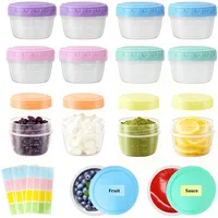 12 Pack Kleine Dosen mit Deckel Plastik,77 ml Auslaufsichere Kleine Gefrierdosen mit Aufkleber,BPA-frei Mini Frischhaltedosen,Babybrei Einfrieren Behälter Stapelbar & Wiederverwendbar,für Mikrowelle