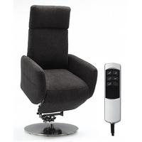 Cavadore TV-Sessel Cobra mit 2 E-Motoren und Aufstehhilfe / Elektrisch verstellbarer Fernsehsessel mit Fernbedienung / Relaxfunktion, Liegefunktion / bis 130 kg / L: 71 x 112 x 82 / grau