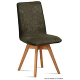 58 aufm Kessel Esszimmerstuhl Küchenstuhl drehbar (2er-Set) Donni 47x92x60 Eiche geölt/Marsala (Lieferung bis Verwendungsstelle, 2 St), Stabiles Gestell aus Massivholz pflegeleichter Bezug aus Microfaser grün